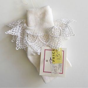 Voila Fancies Vanessa White Ruffle Toddler Dress Sock